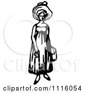 Clipart Retro Vintage Black And White Woman With A Hat Royalty Free Vector Illustration