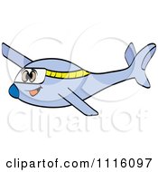 Clipart Happy Blue Airplane Royalty Free Vector Illustration