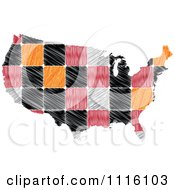 Poster, Art Print Of Sketched Tiled American Map