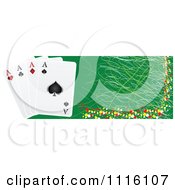 Clipart Grungy Green Poker Banner With Playing Cards Royalty Free Vector Illustration