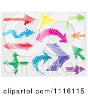 Clipart Colorful Scribble Arrow Designs On Gray Royalty Free Vector Illustration