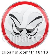 Poster, Art Print Of Red And White Angry Face Sign Or Icon