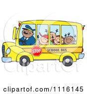 Poster, Art Print Of Happy School Bus Driver And Kids