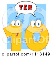 Poster, Art Print Of Happy Yellow Number Ten Talking 3