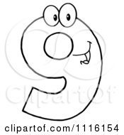 Clipart Happy Outlined Number Nine Royalty Free Vector Illustration