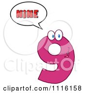 Clipart Happy Pink Number Nine Talking 2 Royalty Free Vector Illustration by Hit Toon