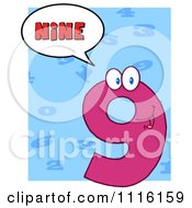 Clipart Happy Pink Number Nine Talking 3 Royalty Free Vector Illustration by Hit Toon