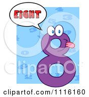 Clipart Happy Purple Number Eight Talking 3 Royalty Free Vector Illustration by Hit Toon