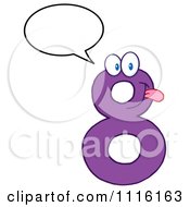 Clipart Happy Purple Number Eight Talking 1 Royalty Free Vector Illustration by Hit Toon
