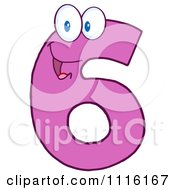 Clipart Happy Pink Number 6 Royalty Free Vector Illustration by Hit Toon