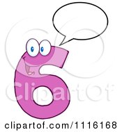 Clipart Happy Pink Number Six Talking 1 Royalty Free Vector Illustration by Hit Toon
