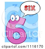Clipart Happy Pink Number Six Talking 3 Royalty Free Vector Illustration