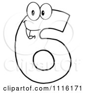Clipart Happy Outlined Number Six Royalty Free Vector Illustration by Hit Toon