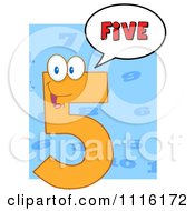 Clipart Happy Orange Number Five Talking 3 Royalty Free Vector Illustration by Hit Toon