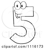 Clipart Happy Outlined Number Five Royalty Free Vector Illustration by Hit Toon