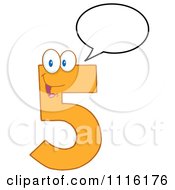 Clipart Happy Orange Number Five Talking 1 Royalty Free Vector Illustration
