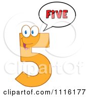 Clipart Happy Orange Number Five Talking 2 Royalty Free Vector Illustration by Hit Toon