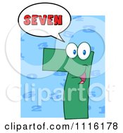 Clipart Happy Green Number Seven Talking 3 Royalty Free Vector Illustration