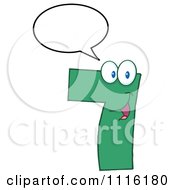Clipart Happy Green Number Seven Talking 1 Royalty Free Vector Illustration by Hit Toon