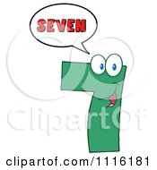 Clipart Happy Green Number Seven Talking 2 Royalty Free Vector Illustration by Hit Toon