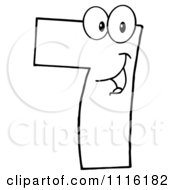 Clipart Happy Outlined Number Seven Royalty Free Vector Illustration by Hit Toon
