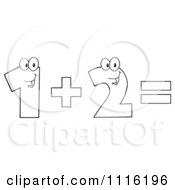 Poster, Art Print Of Happy Outlined Numbers One Plus Two Equals