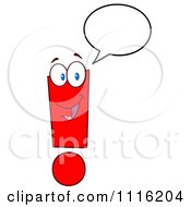Clipart Happy Red Exclamation Point Talking 1 Royalty Free Vector Illustration