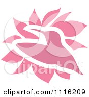 Clipart Pink Hummingbird And Leaves Icon Royalty Free Vector Illustration by elena