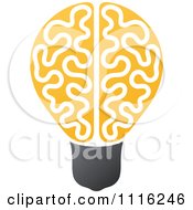 Poster, Art Print Of Yellow Brain Light Bulb
