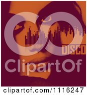 Poster, Art Print Of Womans Face Equalizer And Disco Text In Red And Orange Halftone