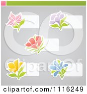 Poster, Art Print Of Colorful Flower And White Labels On Gray