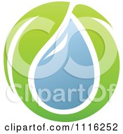 Clipart Green And Blue Natural Organic Leaves And Water Drop Sphere 1 Royalty Free Vector Illustration