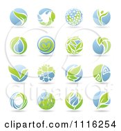 Round Green And Blue Organic Leaf Icons