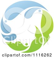 Clipart Green And Blue Natural Organic Sphere Of Water And Leaves Royalty Free Vector Illustration