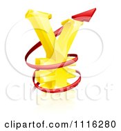 Poster, Art Print Of 3d Increase Spiraling Red Arrow Around A Golden Yen Currency Symbol