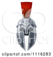 Poster, Art Print Of 3d Silver Trojan Spartan Helmet With A Red Mohawk From The Front