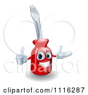 Clipart Happy 3d Red Compact Screwdriver Character Holding A Thumb Up Royalty Free Vector Illustration by AtStockIllustration