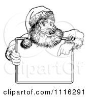 Poster, Art Print Of Black And White Santa Behind Holding And Pointing To A Sign