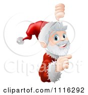 Poster, Art Print Of Cheerful Santa Looking Around And Pointing To A Sign