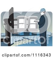Poster, Art Print Of Quality Control Warehouse Worker Inspecting Drums On A Forklift