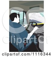 Poster, Art Print Of Big Rig Truck Driver Behind The Wheel