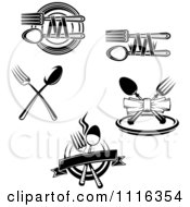 Poster, Art Print Of Black And White Dining And Restaurant Silverware Logos 2
