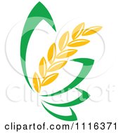 Clipart Strand Of Wheat And Green Leaves 5 Royalty Free Vector Illustration