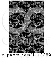 Clipart Seamless Black And White Floral Vine Background Pattern 5 Royalty Free Vector Illustration