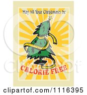Poster, Art Print Of Retro Measuring Tape Around A Christmas Tree With Calorie Free Text
