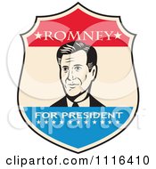 Clipart Retro Mitt Romney Portrait In A Shield With Romney For President Text Royalty Free Vector Illustration