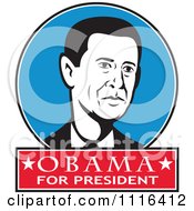 Retro President Barack Obama Portrait In A Blue Circle With Obama For President Text