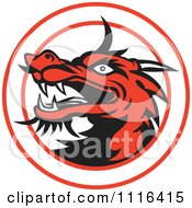 Clipart Angry Red Chinese Dragon Head In A Circle Royalty Free Vector Illustration