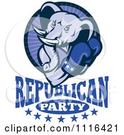 Poster, Art Print Of Retro Elephant Boxer In A Circle Above Republican Party Text