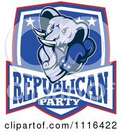 Clipart Retro Elephant Boxer In A Republican Party Shield Royalty Free Vector Illustration by patrimonio